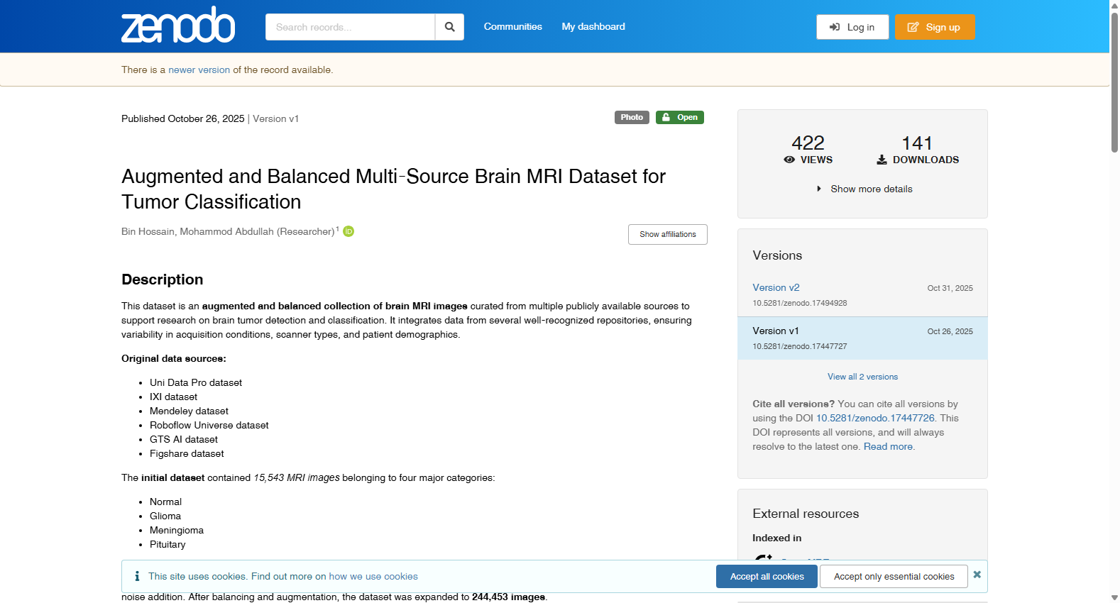 Augmented and Balanced Multi-Source Brain MRI Dataset for Tumor Classification