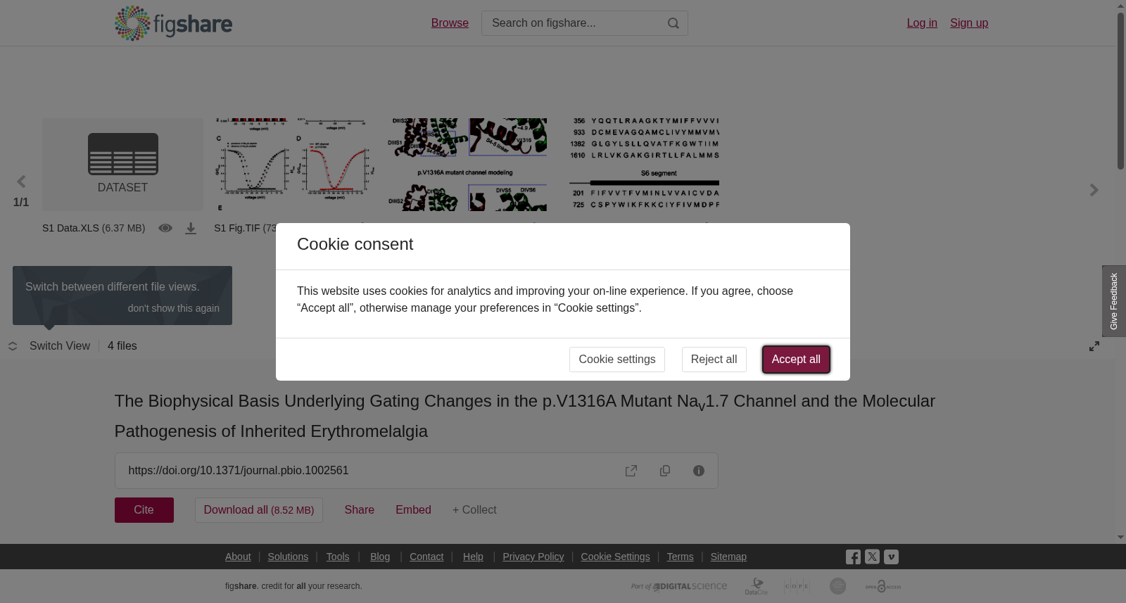 Nav1.7通道p.V1316A突变导致遗传性红斑性肢痛症的分子病理机制数据集