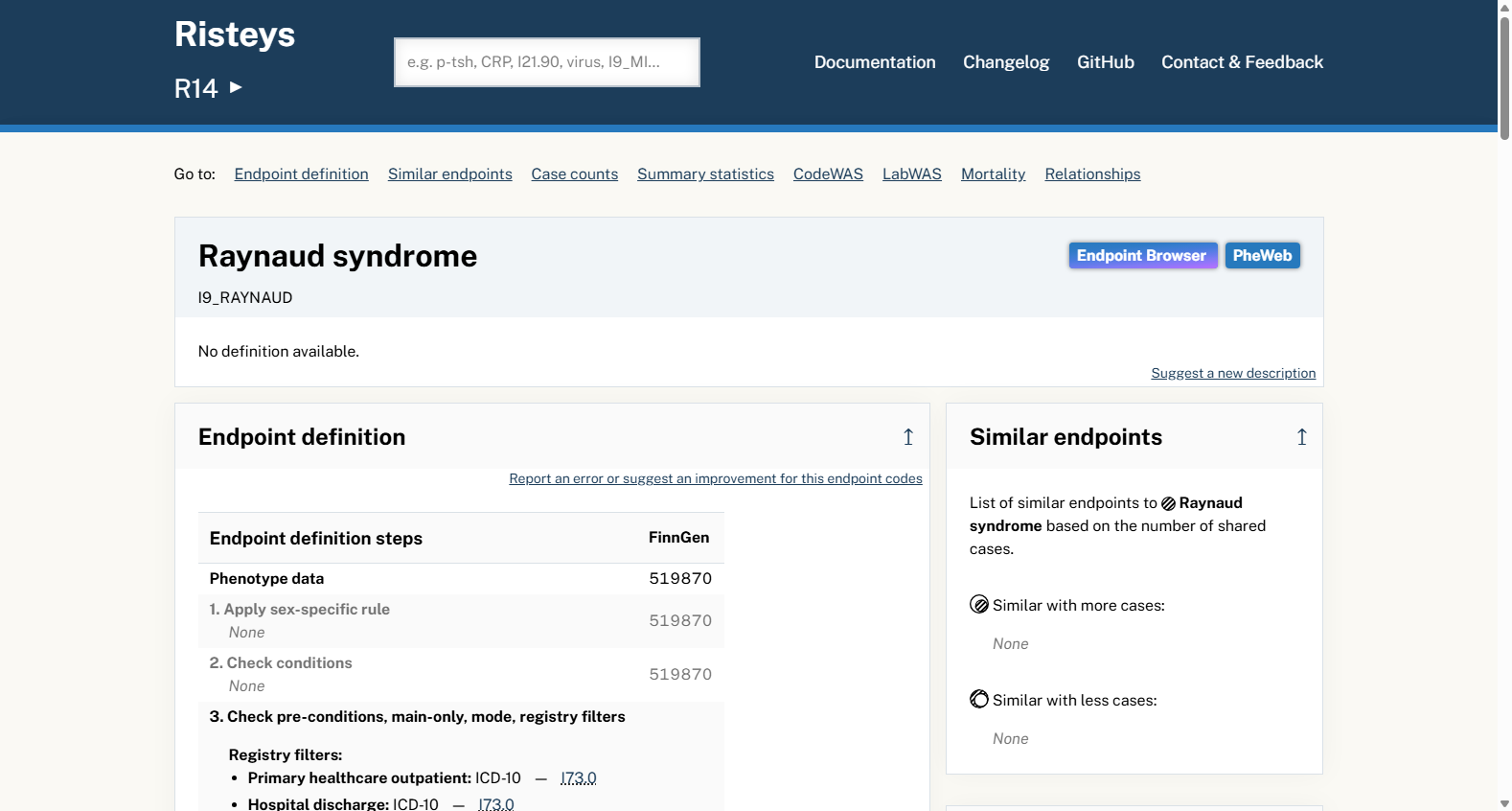 FinnGen Raynaud Syndrome Endpoint