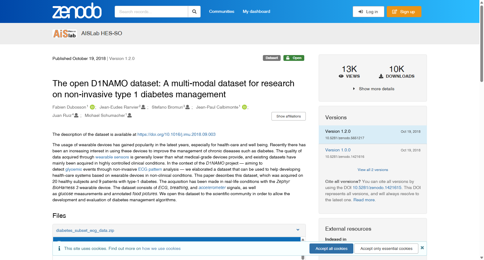 The open D1NAMO dataset