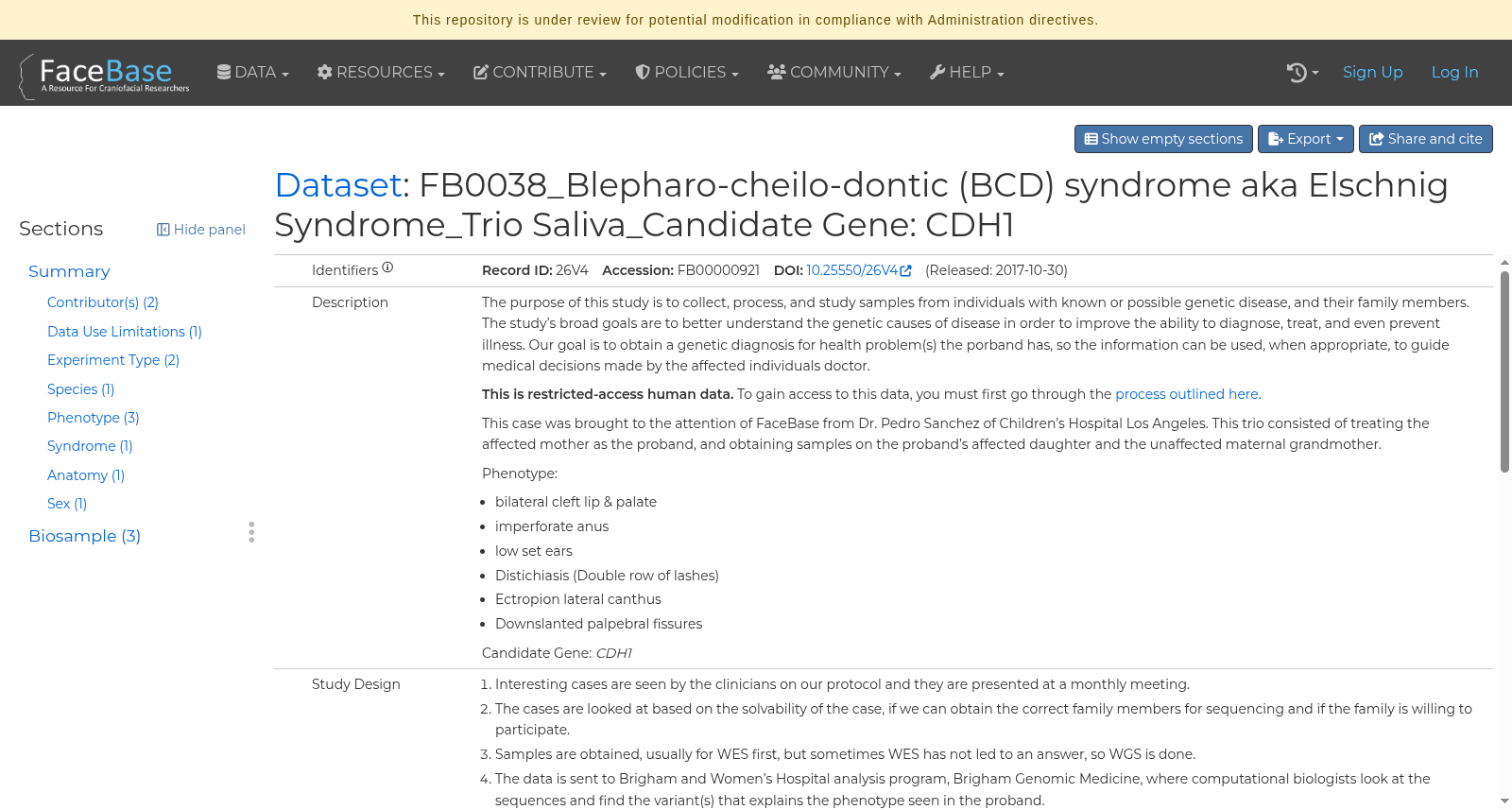 FB0038 眼睑-唇-牙(BCD)综合征(又称Elschnig综合征)三重唾液样本_候选基因:CDH1