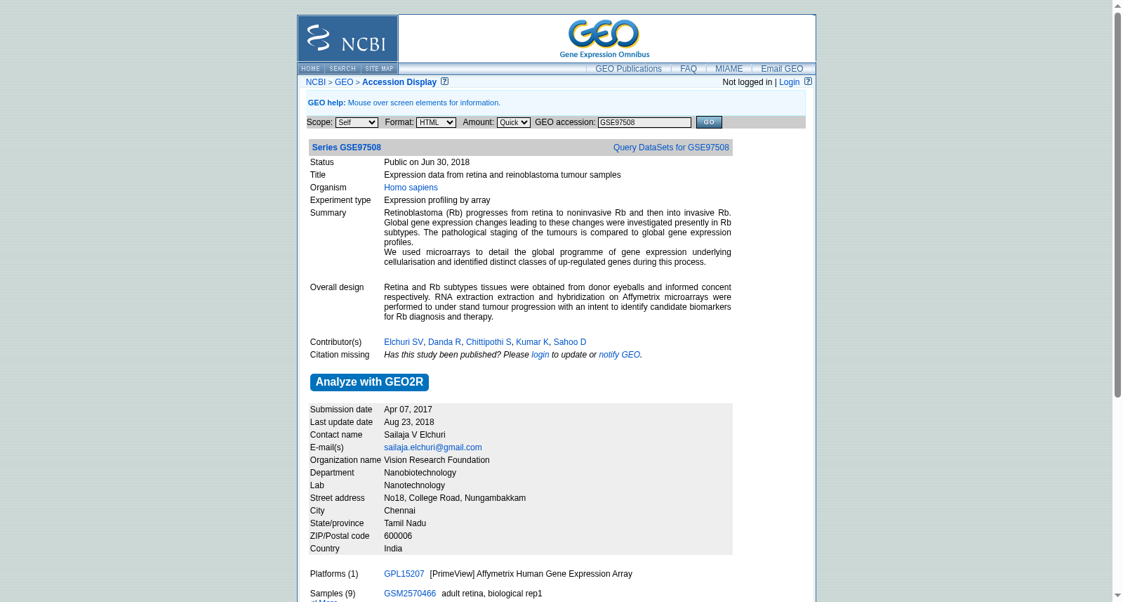 GSE97508 Retinoblastoma
