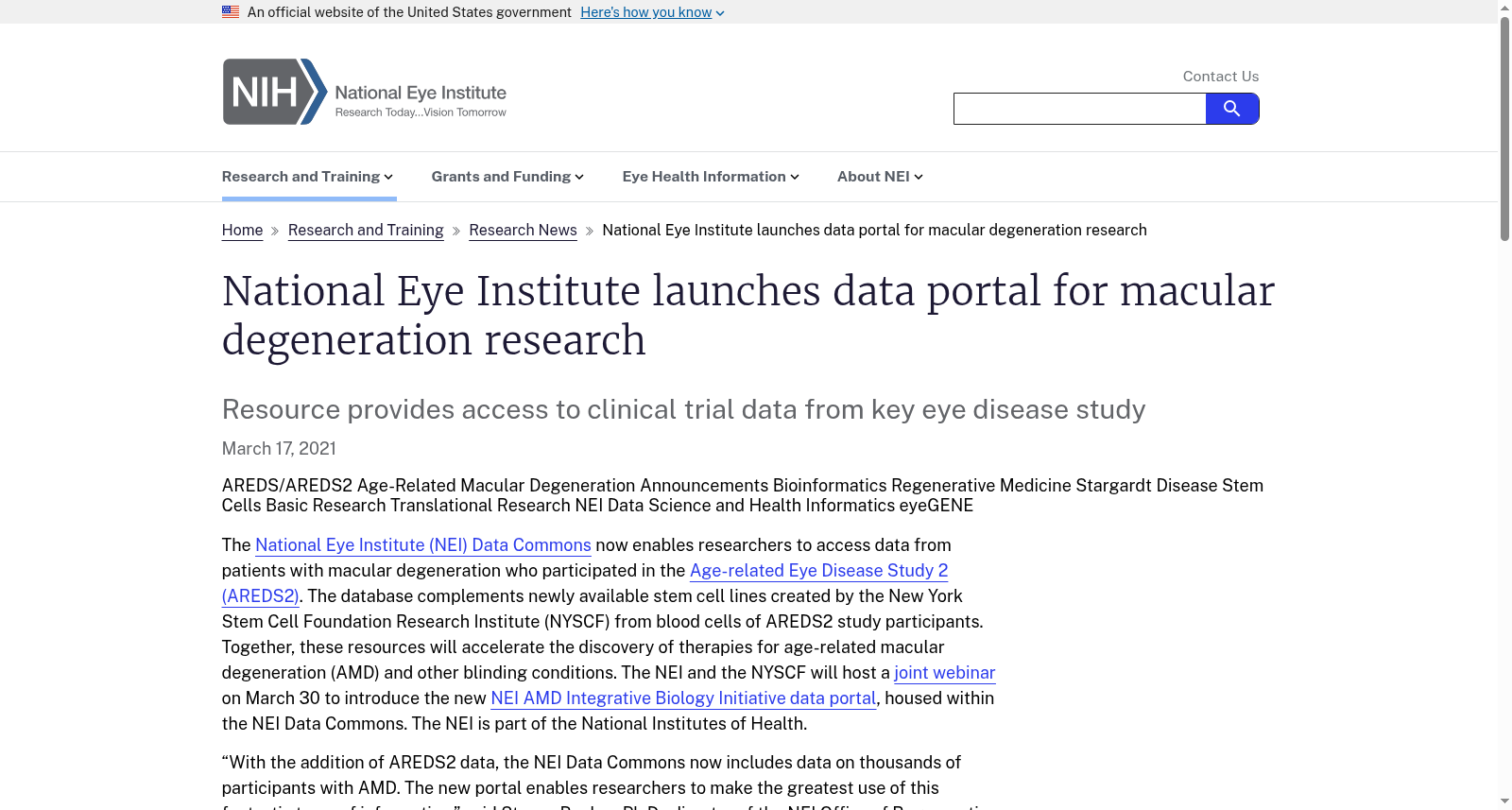 NEI Data Commons AREDS2