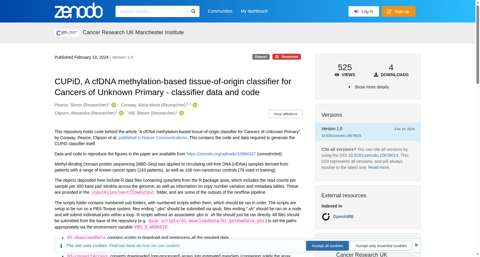 CUPiD:基于cfDNA甲基化的原发灶不明癌组织来源分类器 - 分类器数据与代码