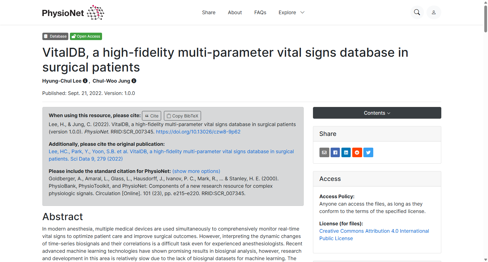 VitalDB, a high-fidelity multi-parameter vital signs database