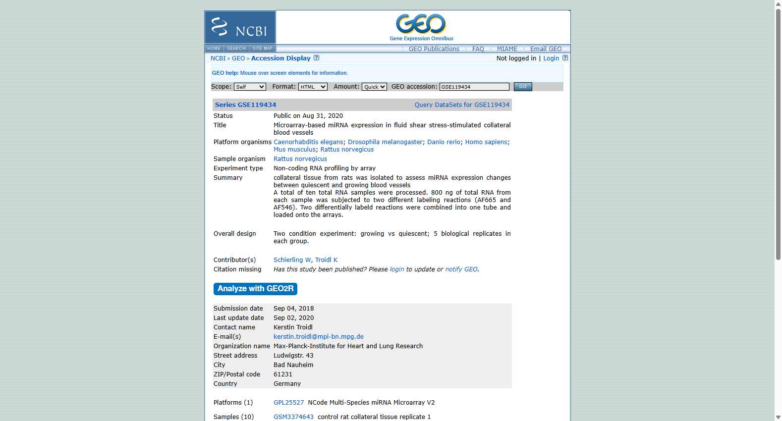 GEO CD4+ T Cells Gene Expression Profiling in Addison's Disease Dataset (GSE119434)