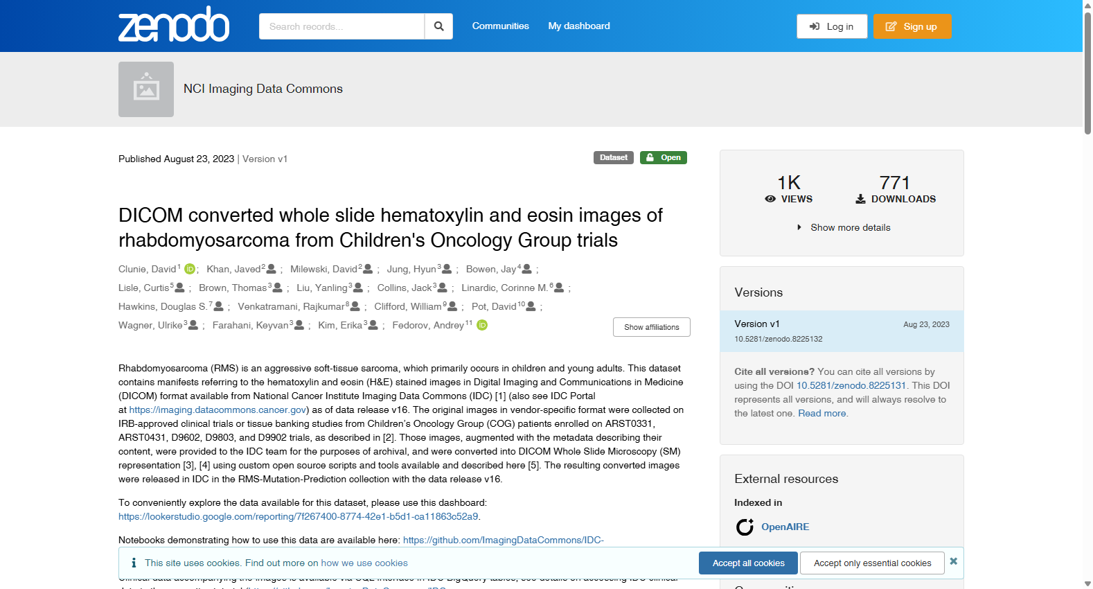 DICOM converted whole slide hematoxylin and eosin images of rhabdomyosarcoma from Children's Oncology Group trials