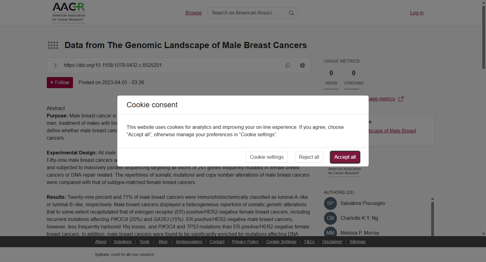 Data from The Genomic Landscape of Male Breast Cancers