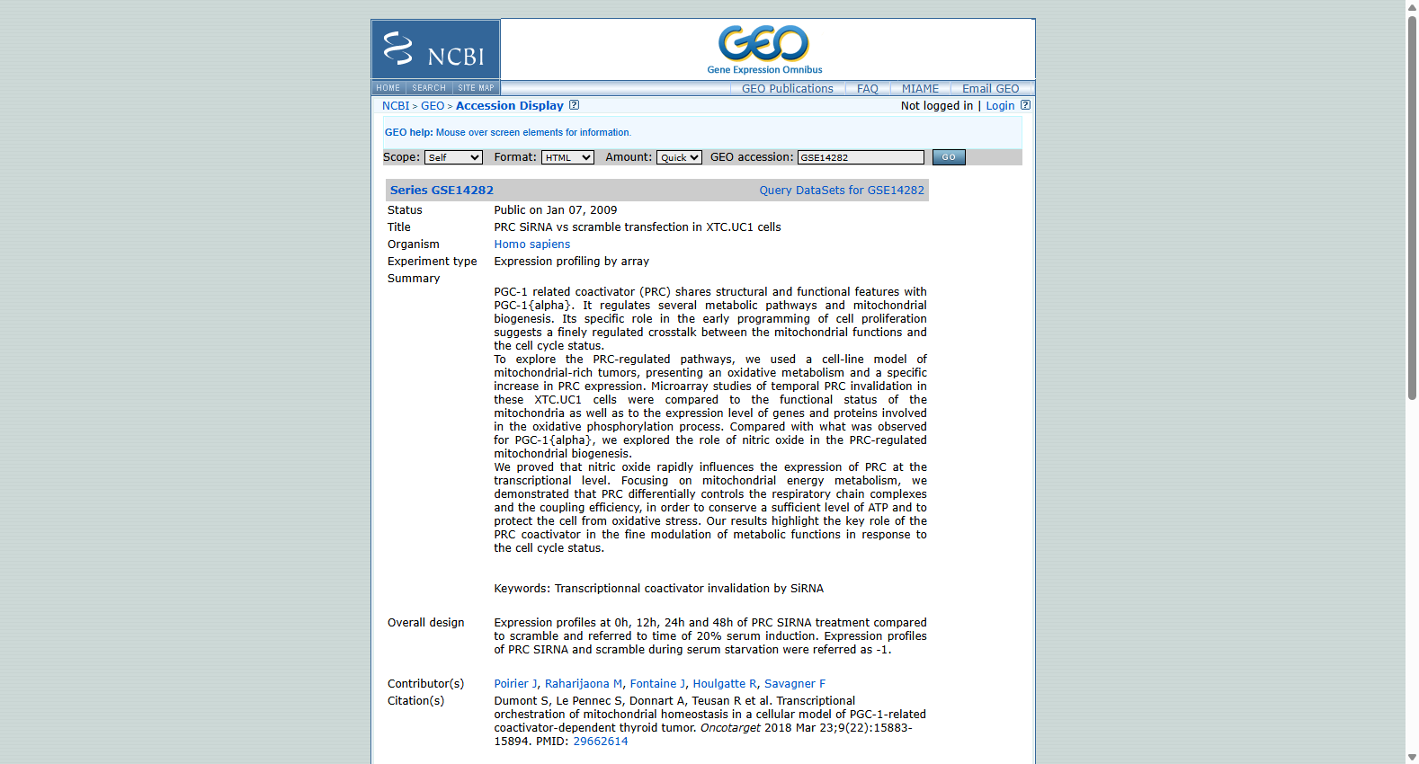 GSE14282 Thyroid Oncocytic Tumor Expression Dataset