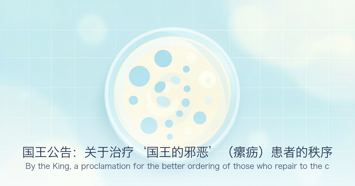 国王公告:关于治疗‘国王的邪恶’(瘰疬)患者的秩序