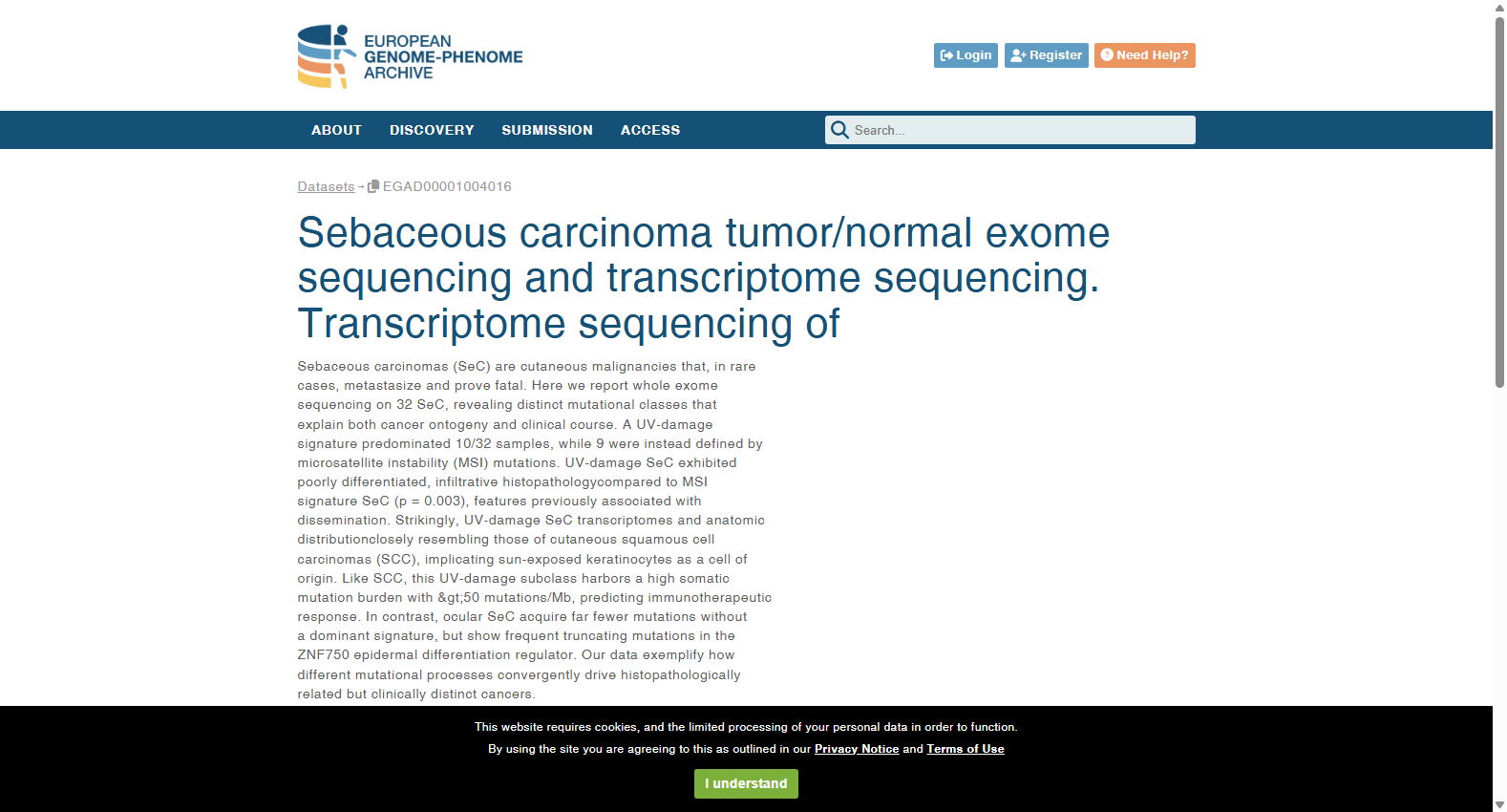 Sebaceous carcinoma tumor/normal exome sequencing and transcriptome sequencing