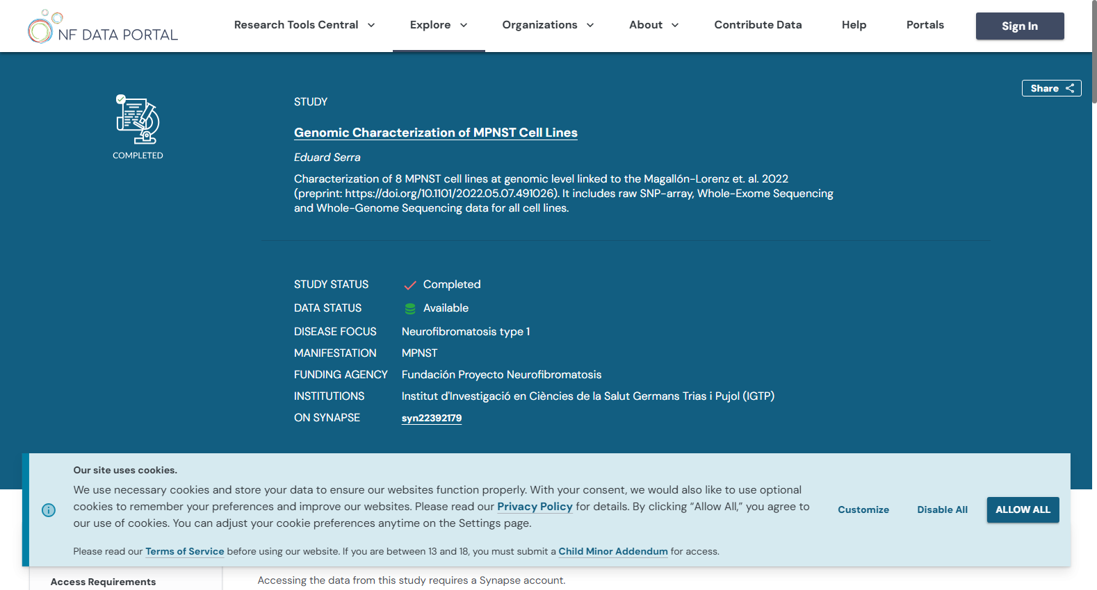 Genomic Characterization of MPNST Cell Lines