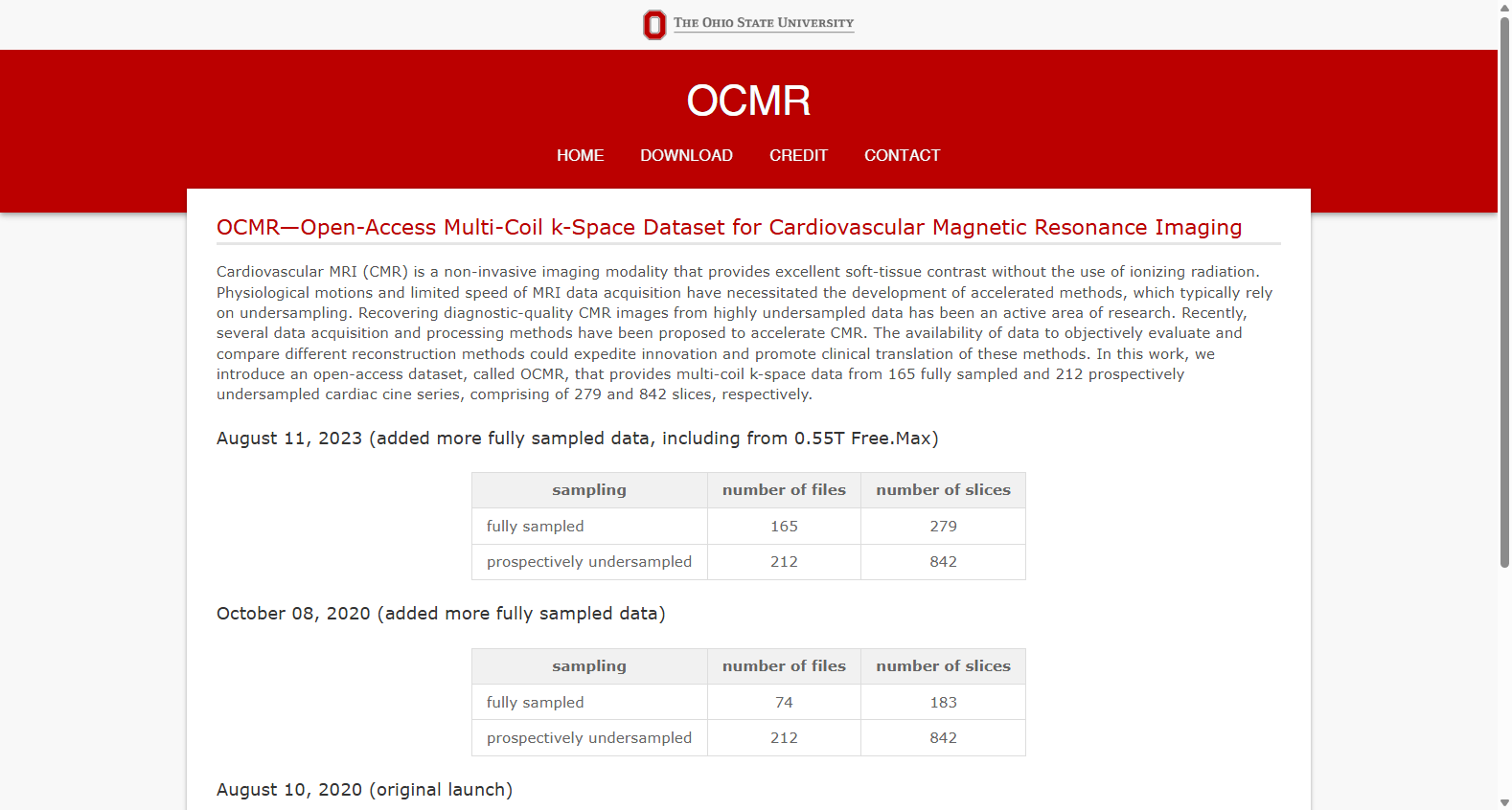 OCMR开放心血管MRI k空间数据集