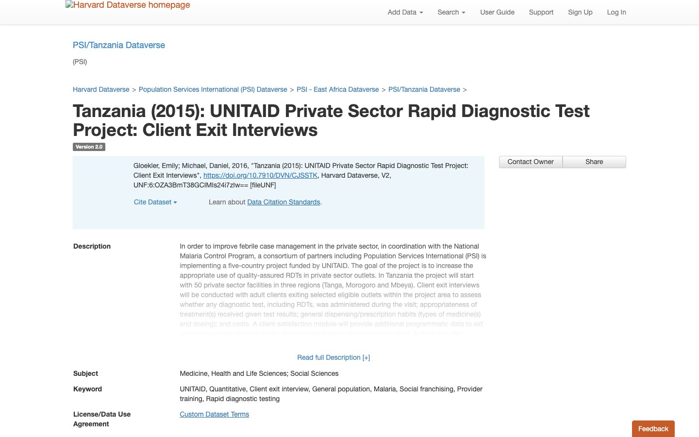 坦桑尼亚(2015):UNITAID私营部门快速诊断测试项目:客户离场访谈