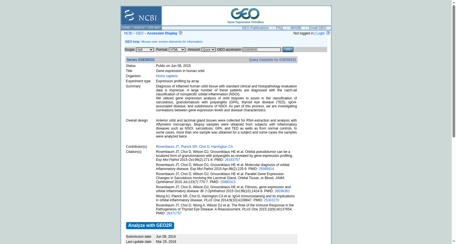 GSE58331 Graves Ophthalmopathy