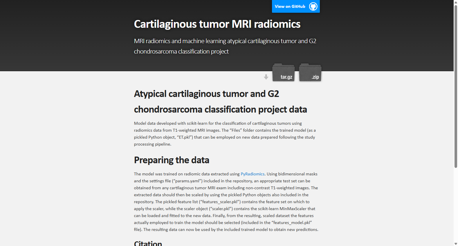 Cartilaginous tumor MRI radiomics