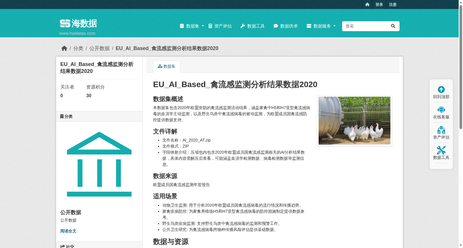 欧盟基于人工智能的禽流感监测分析结果数据2020