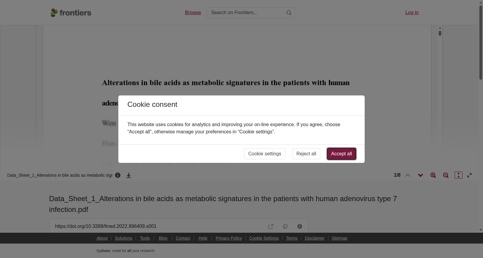 人类腺病毒7型感染患者胆汁酸代谢特征变化数据集