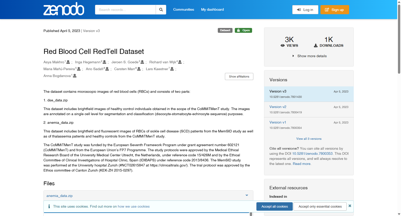 Red Blood Cell RedTell Dataset