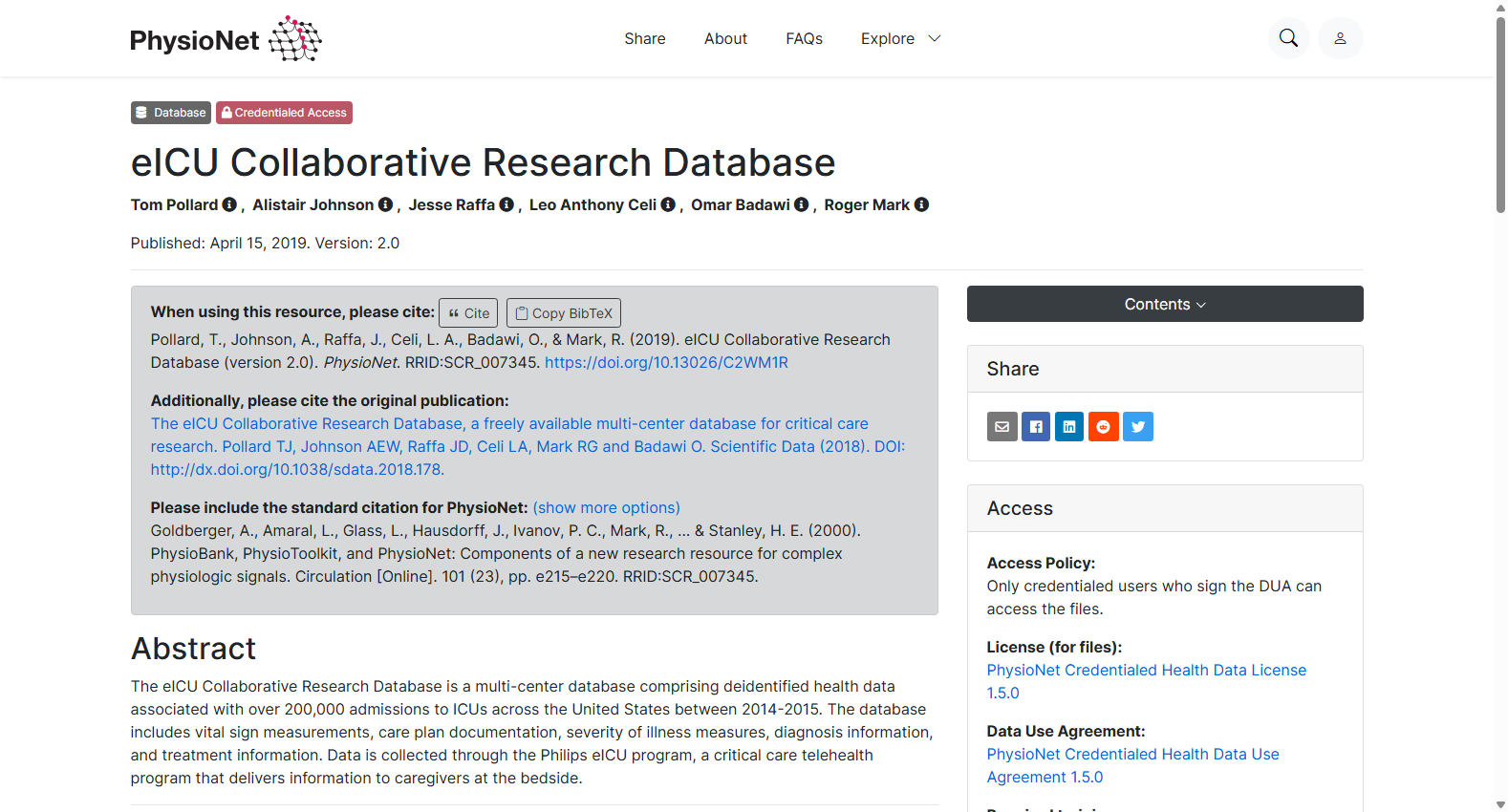 eICU Collaborative Research Database