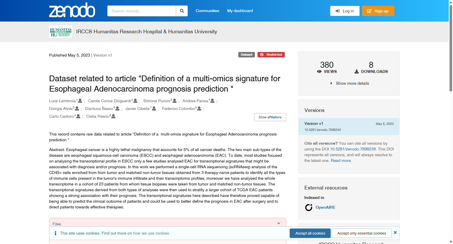 Multi-omics Signature for Esophageal Adenocarcinoma