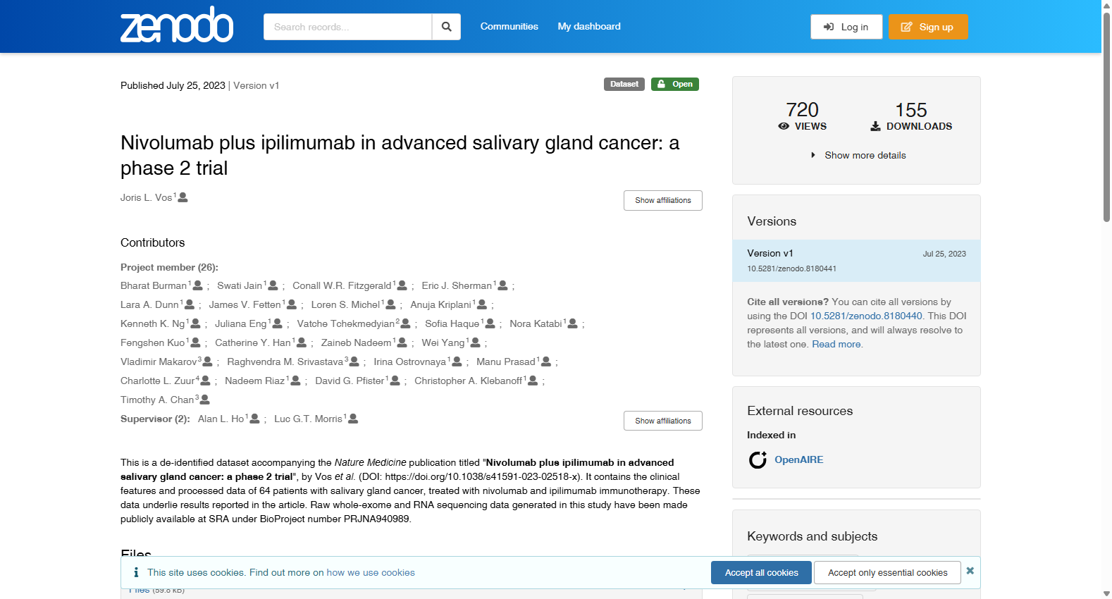 Nivolumab plus ipilimumab in advanced salivary gland cancer