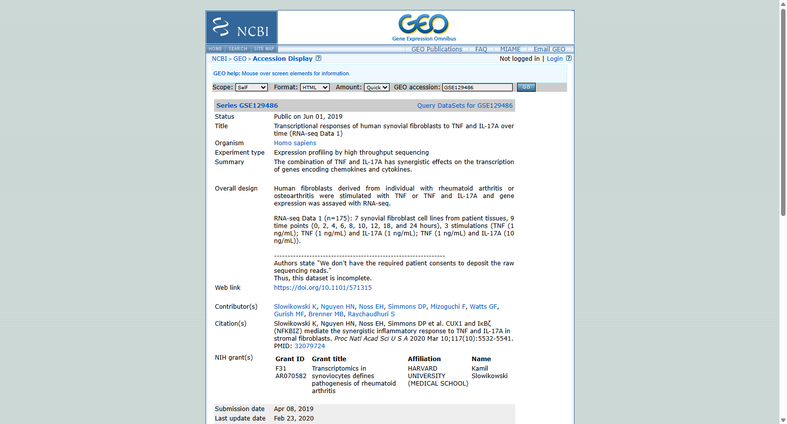 GSE129486: Transcriptomic profiling of MEN1 and non-MEN1 pancreatic neuroendocrine tumors