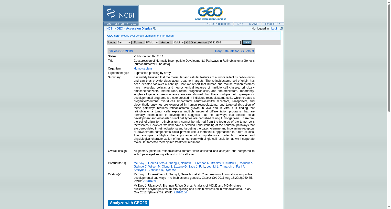 GSE29683 Retinoblastoma