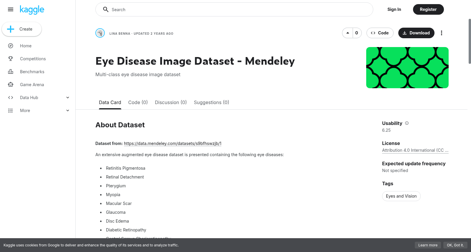 眼部疾病图像数据集 - Mendeley