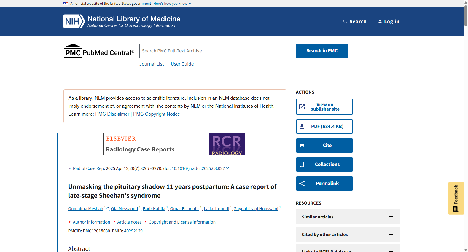 Acute Sheehan Syndrome MRI Case Dataset