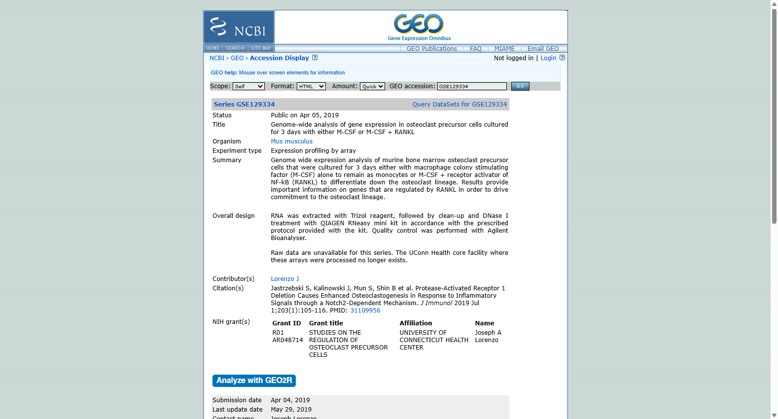GEO Mammary Paget's Disease Gene Expression Dataset (GSE129334)