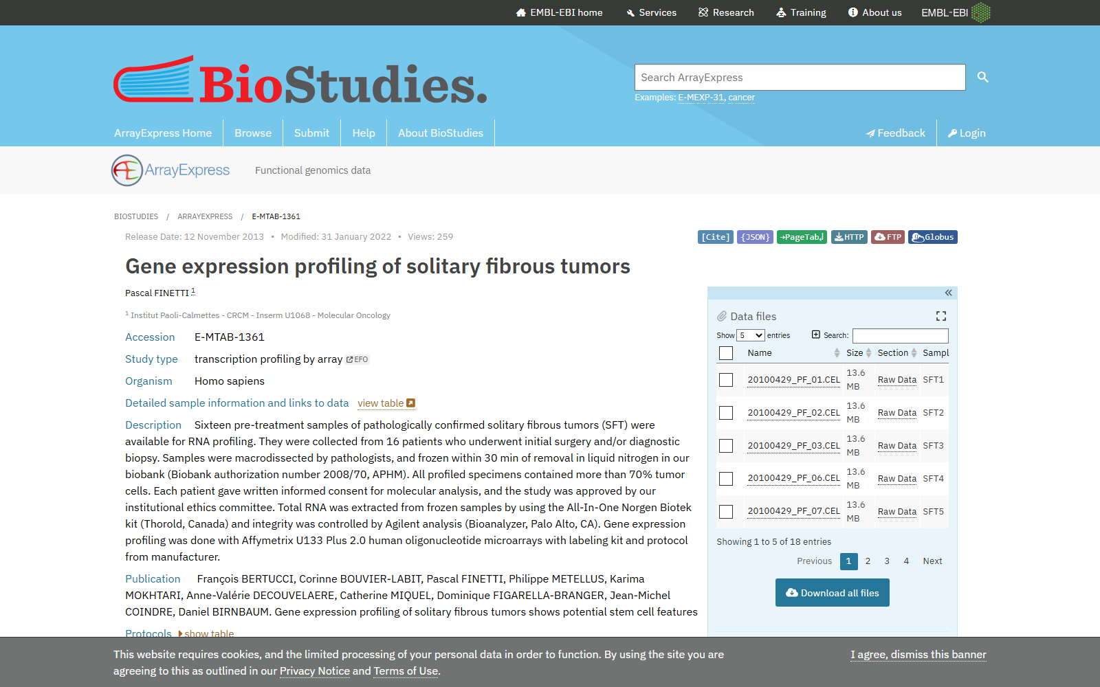 Gene Expression Profiling of Solitary Fibrous Tumors