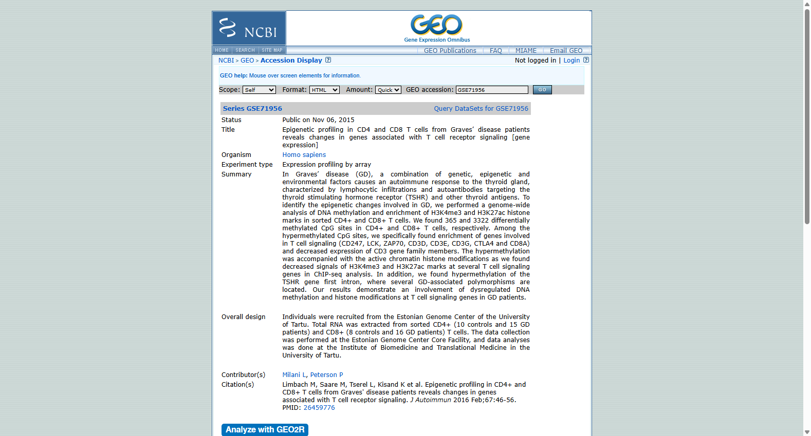 GSE71956 Graves disease expression
