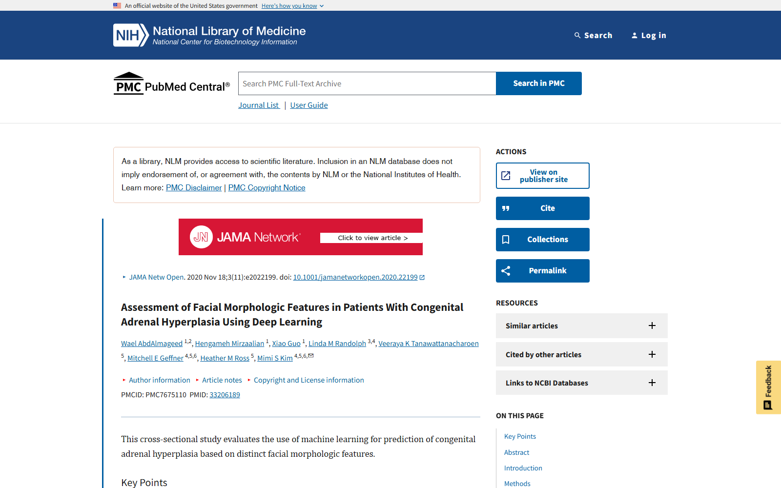 Facial Morphologic Features in Patients with CAH Dataset