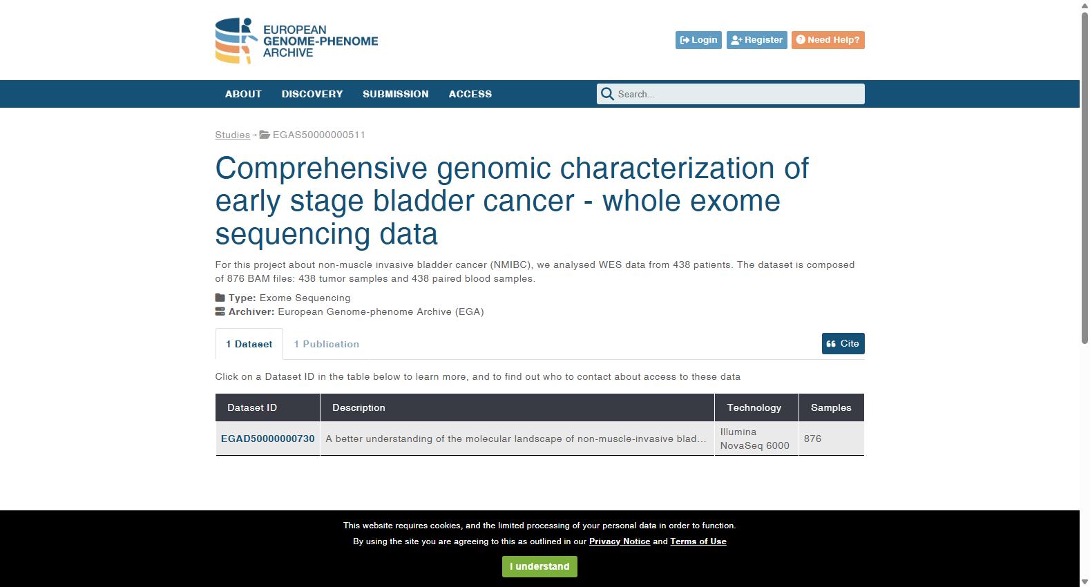Comprehensive Genomic Characterization of Early Stage Bladder Cancer WES Dataset