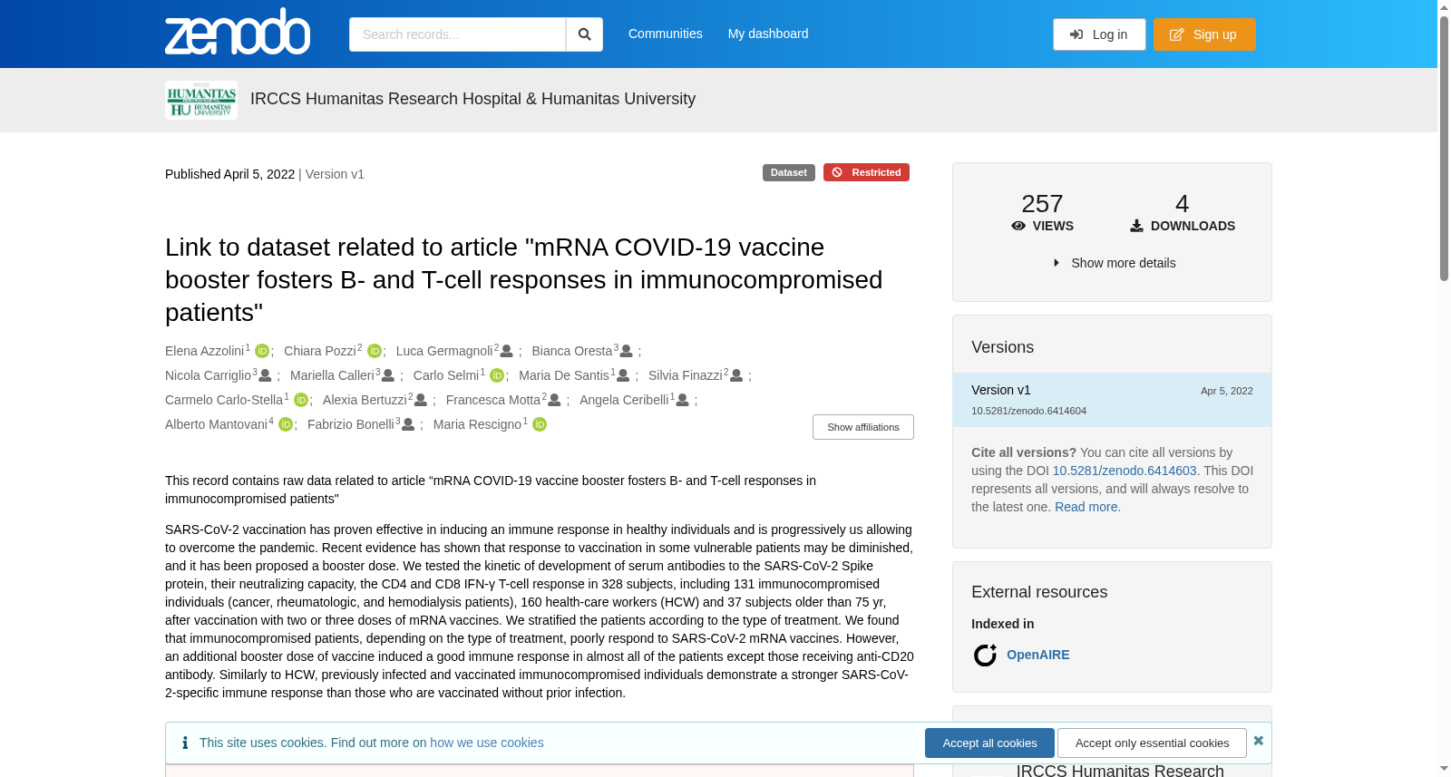 mRNA COVID-19疫苗加强针促进免疫功能低下患者B细胞和T细胞应答相关数据集