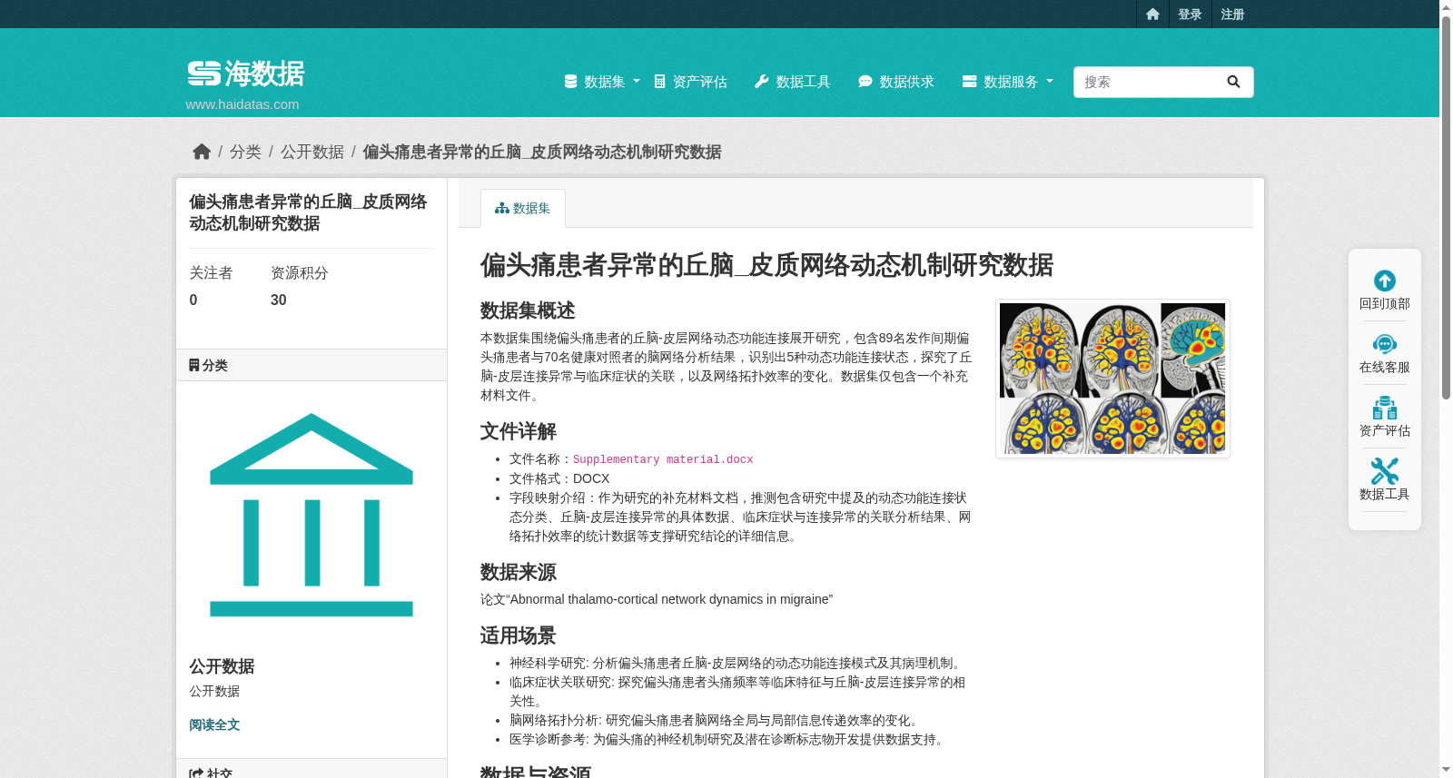 偏头痛患者异常的丘脑_皮质网络动态机制研究数据