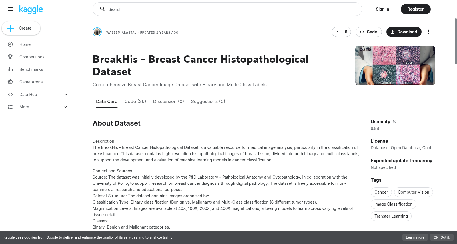 BreakHis - 乳腺癌组织病理学数据集