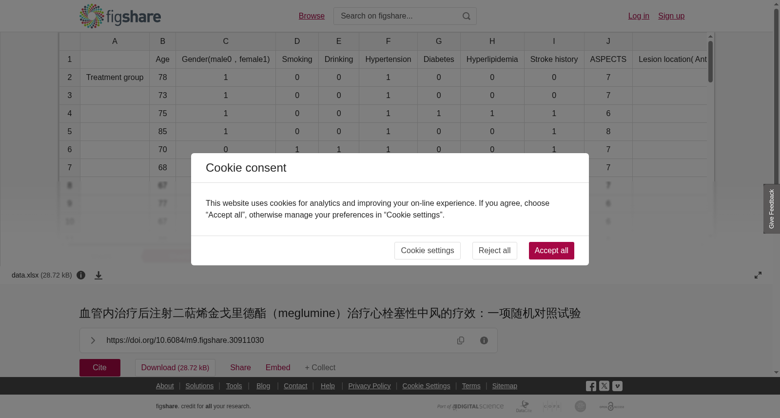 血管内治疗后注射二萜烯金戈里德酯(meglumine)治疗心栓塞性中风的疗效:一项随机对照试验