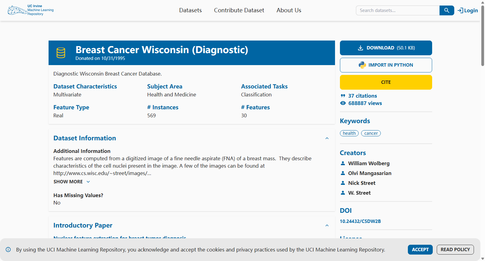 Breast Cancer Wisconsin Diagnostic