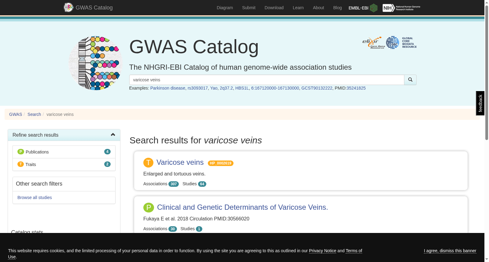 GWAS Catalog静脉曲张关联数据