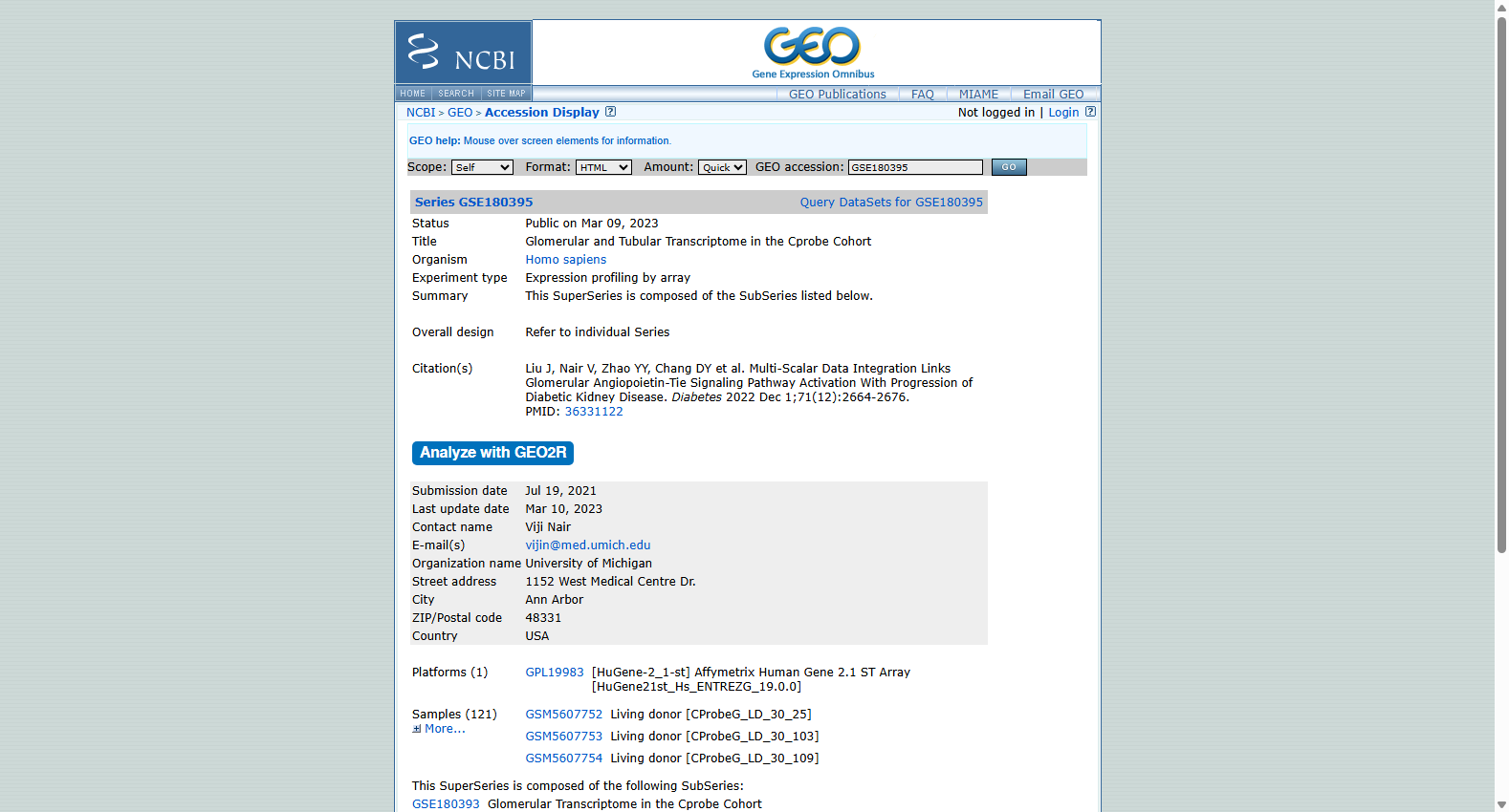 C-PROBE Chronic Kidney Disease Transcriptomic Cohort