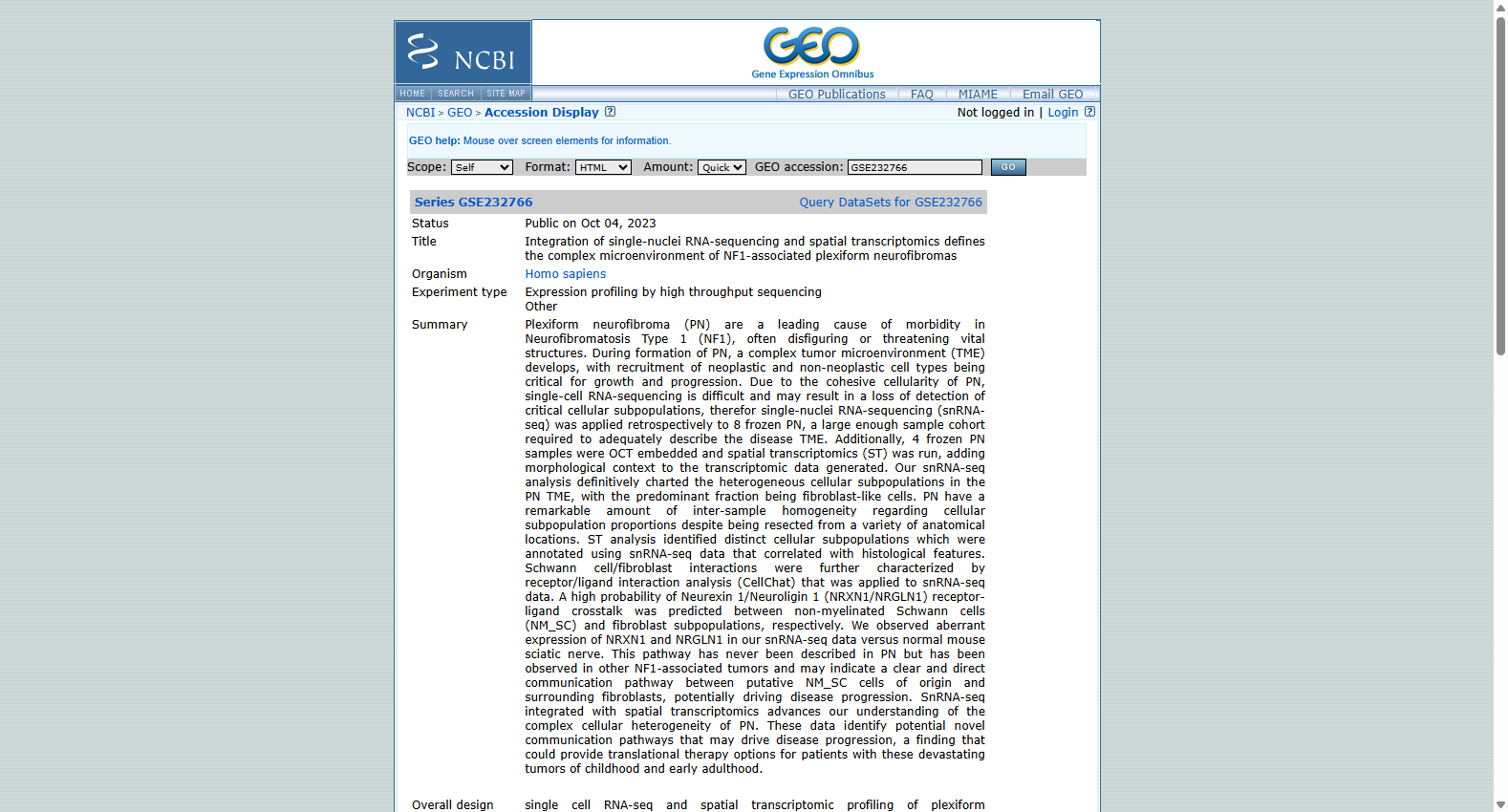 NF1-Associated Plexiform Neurofibroma Single-Nuclei and Spatial Transcriptomics Dataset