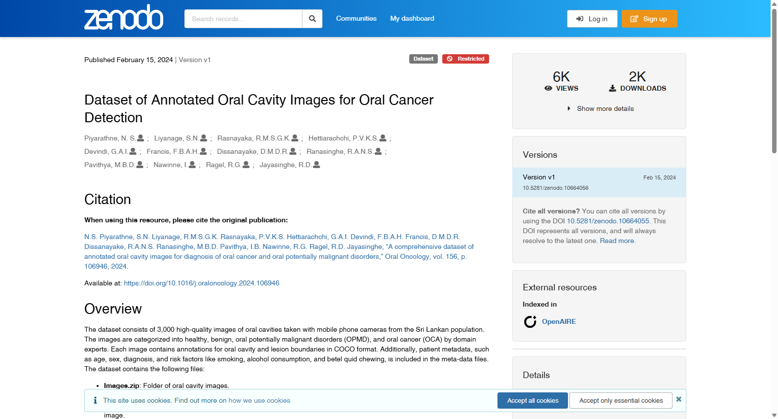 Dataset of Annotated Oral Cavity Images for Oral Cancer Detection