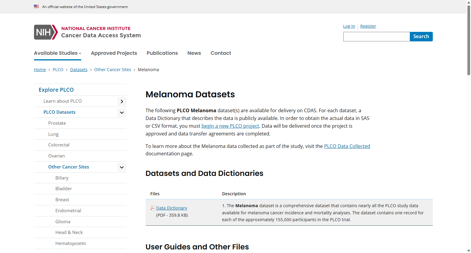 PLCO Melanoma Dataset
