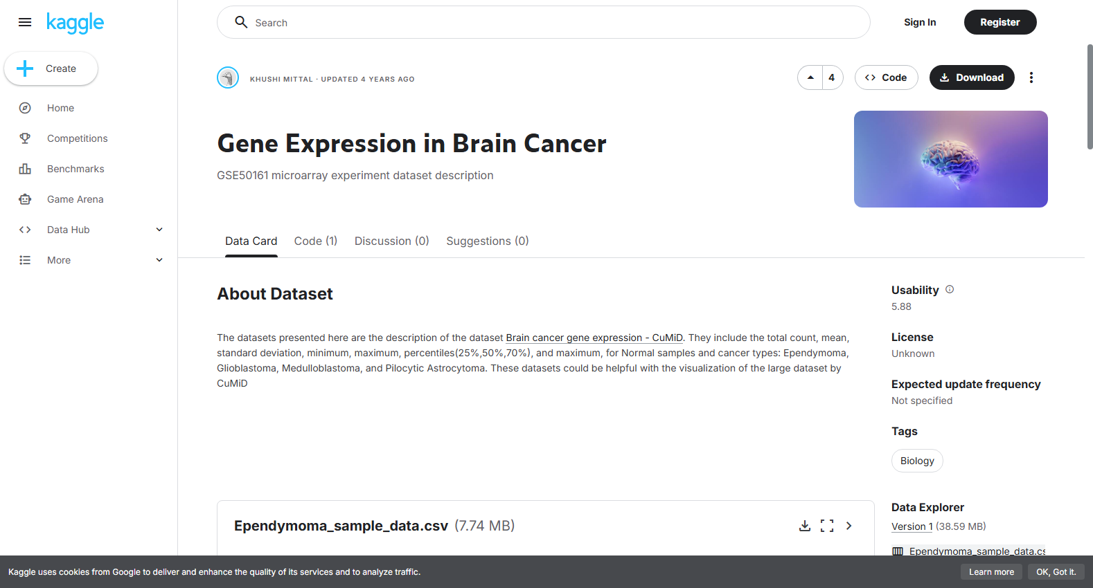 Gene Expression in Brain Cancer