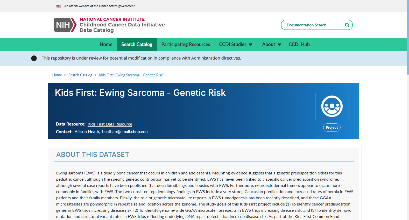 Kids First Ewing Sarcoma Genetic Risk