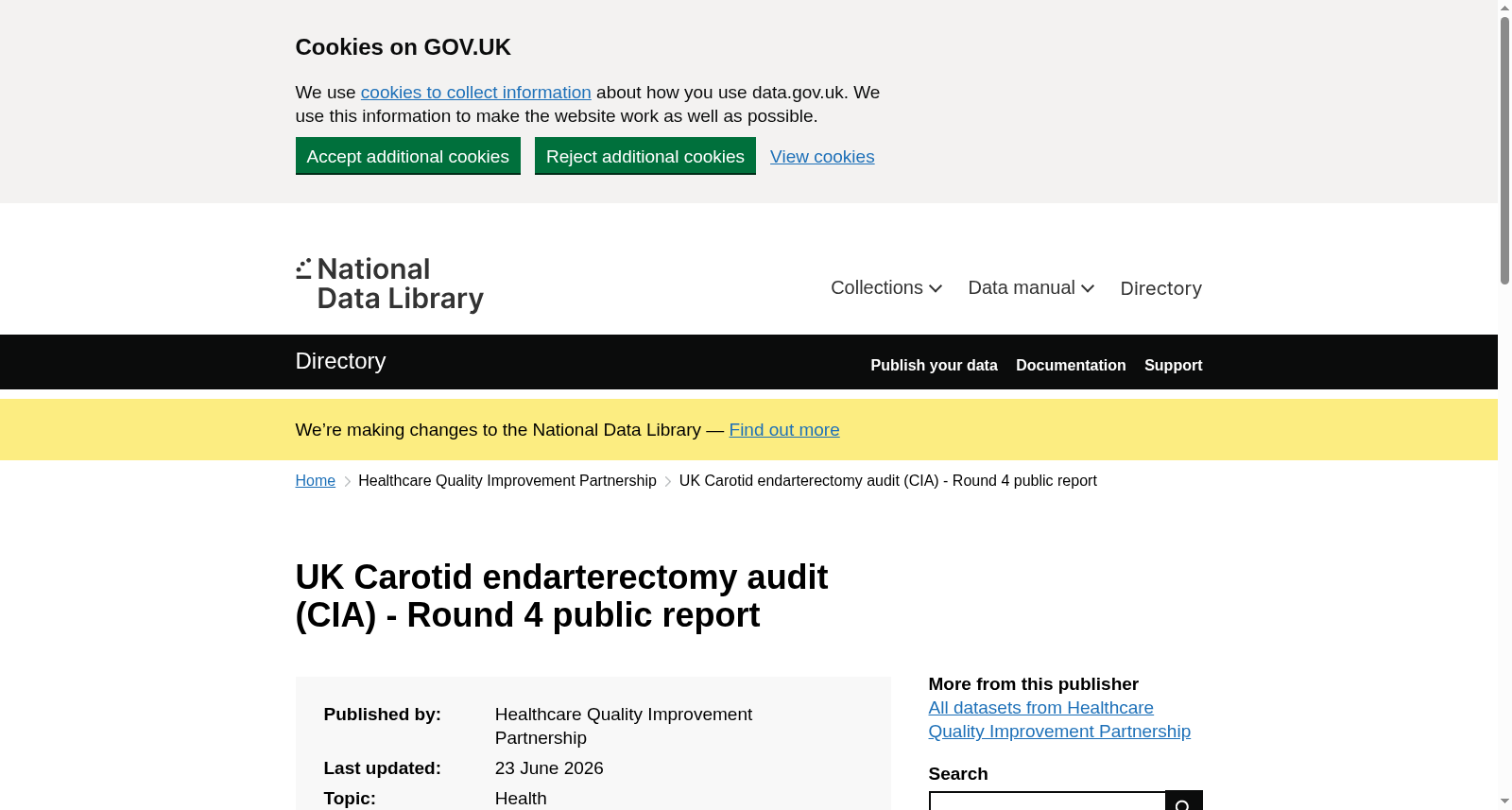 英国颈动脉内膜切除术审计(CIA) - 第四轮公开报告