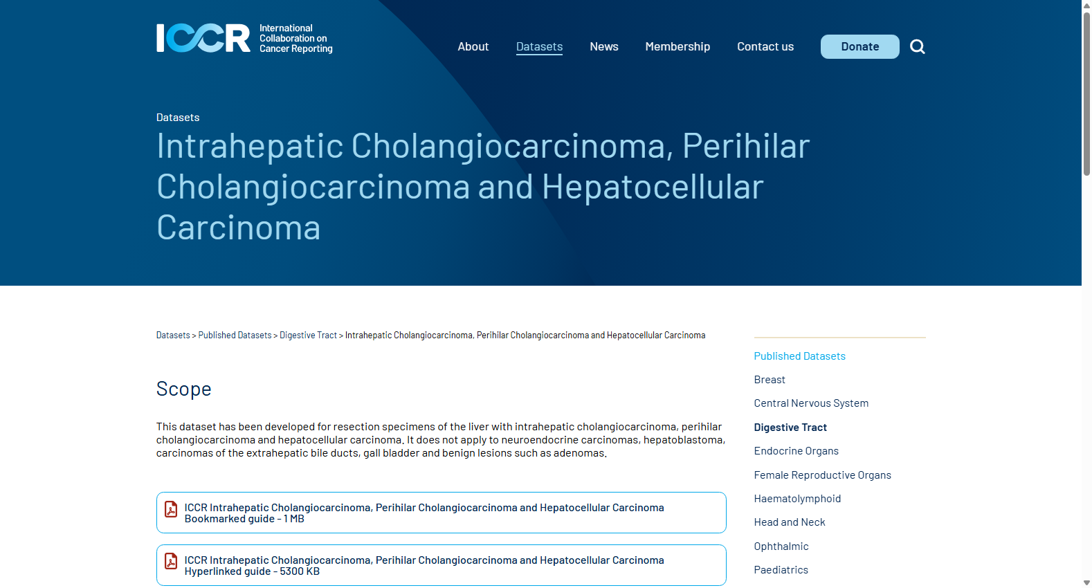 ICCR Intrahepatic Cholangiocarcinoma, Perihilar Cholangiocarcinoma and Hepatocellular Carcinoma Dataset