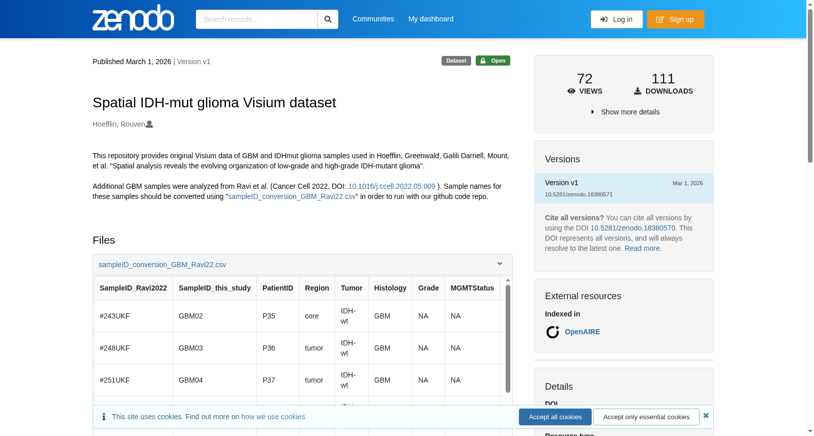 空间IDH突变胶质瘤Visium数据集